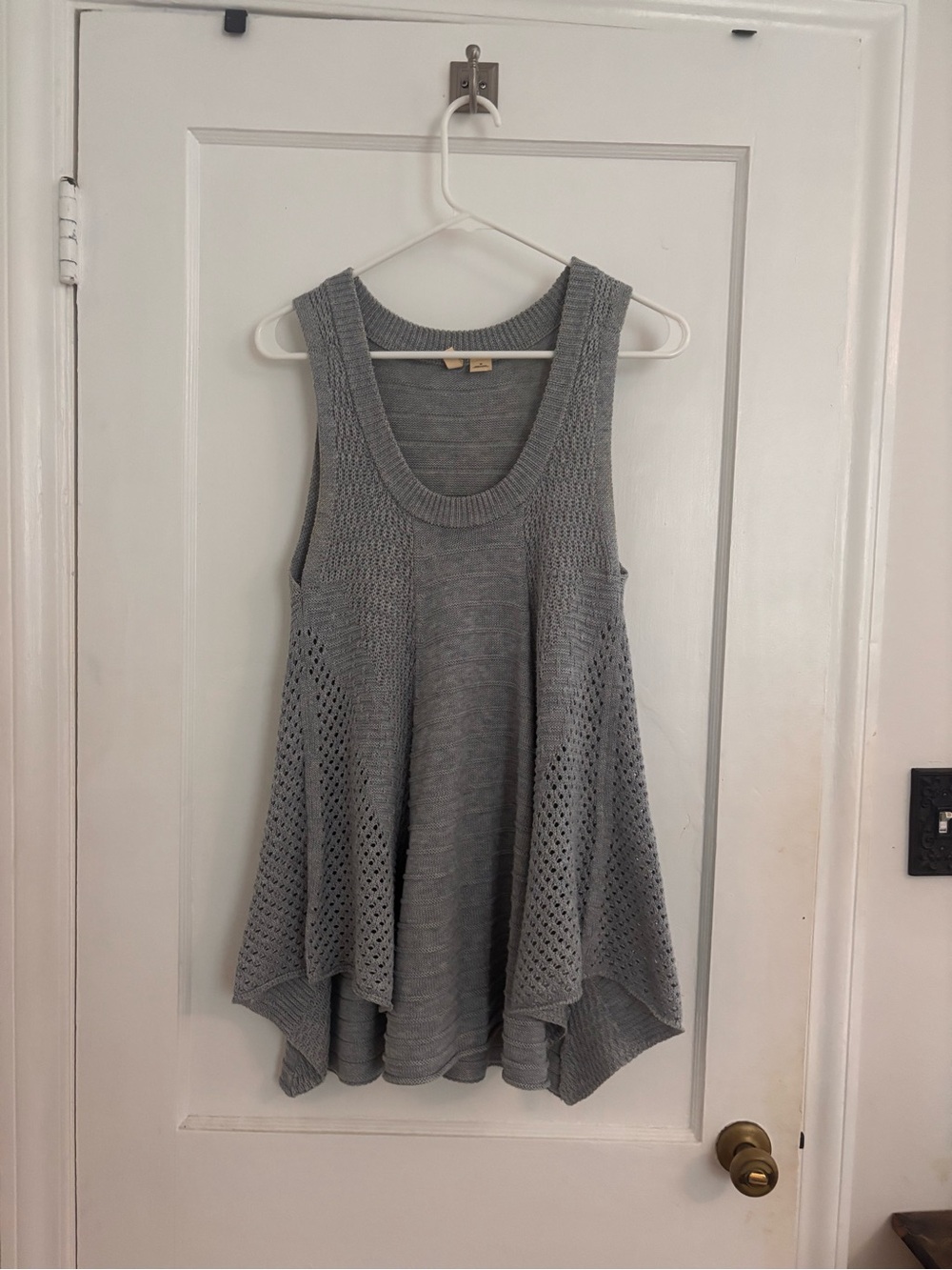 Moth Gray Knit Scoop Neck Swing Tank